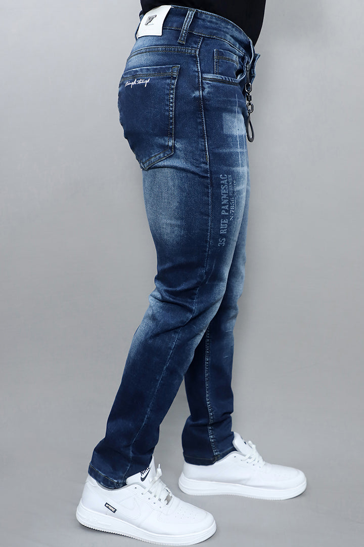 Men Regular Mid Rise Blue Jeans (E 19 Plain Blue)