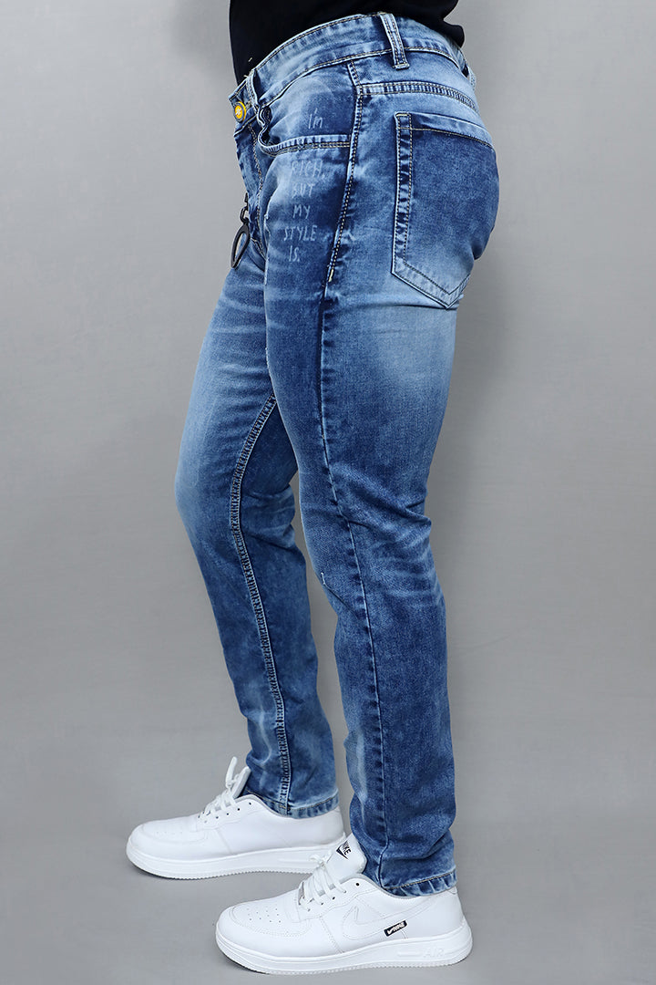 Men Regular Mid Rise Damage Blue Jeans (G1018 Scratch Blue)