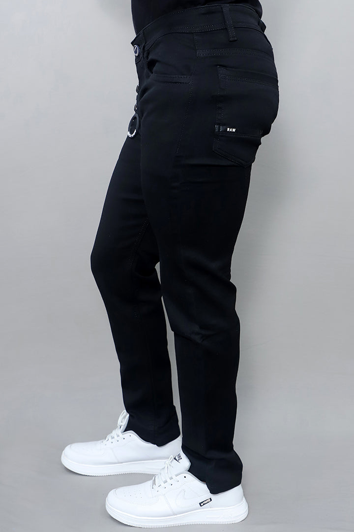 Men Regular Mid Rise Black Jeans (G803 Plain Black)