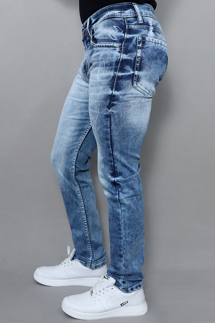 Men Regular Mid Rise Blue Jeans (G823 Plain Blue)