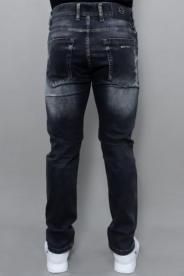 Men Regular Fit Mid Rise Black Cargo Jeans(G882)