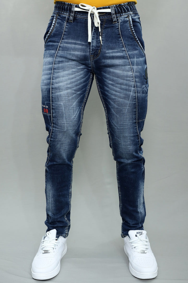 Men Regular Mid Rise Blue Joggers (G924)