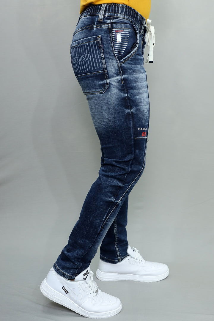 Men Regular Mid Rise Blue Joggers (G924)