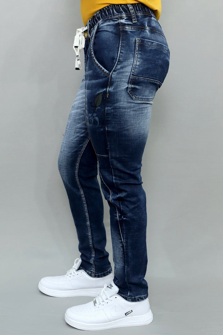 Men Regular Mid Rise Blue Joggers (G924)