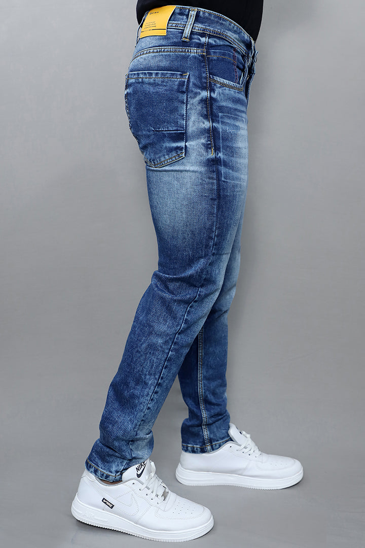 Men Regular Mid Rise Blue Jeans (G946 Plain Blue)