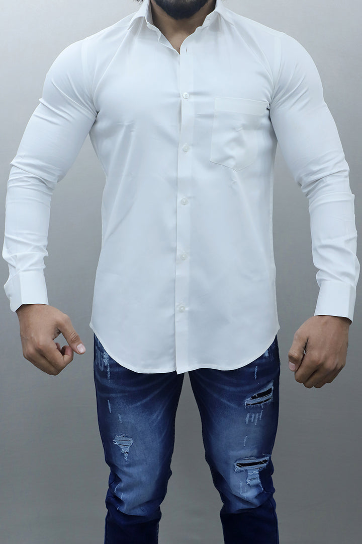 Gex Men Regular Fit Solid Blue Formal Shirt