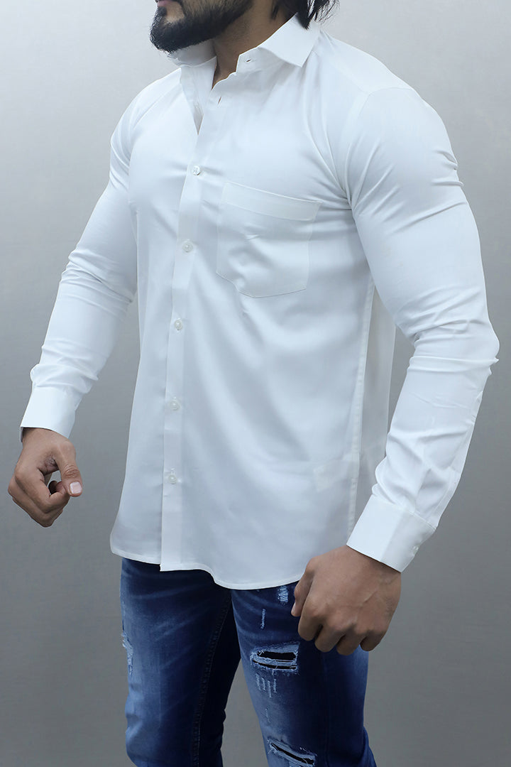 Gex Men Regular Fit Solid Blue Formal Shirt