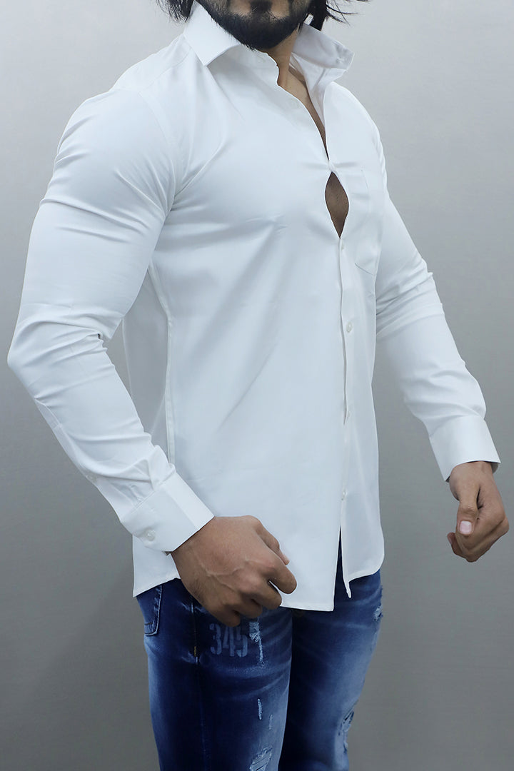 Gex Men Regular Fit Solid Blue Formal Shirt