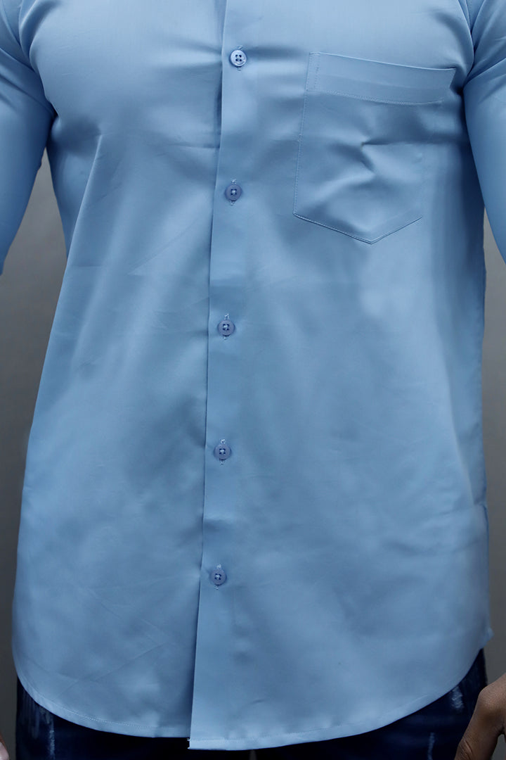 Gex Men Regular Fit Solid Blue Formal Shirt