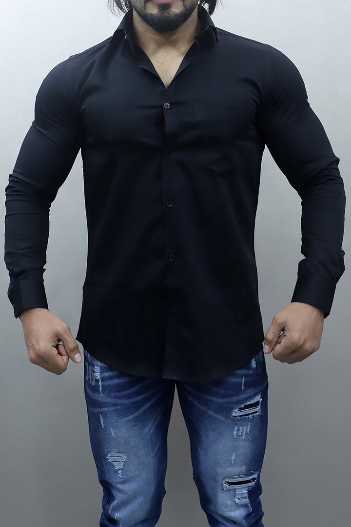 Gex Men Regular Fit Solid Blue Formal Shirt