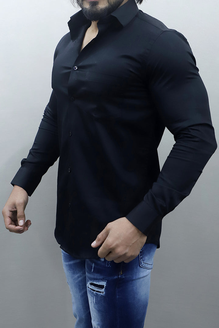 Gex Men Regular Fit Solid Blue Formal Shirt