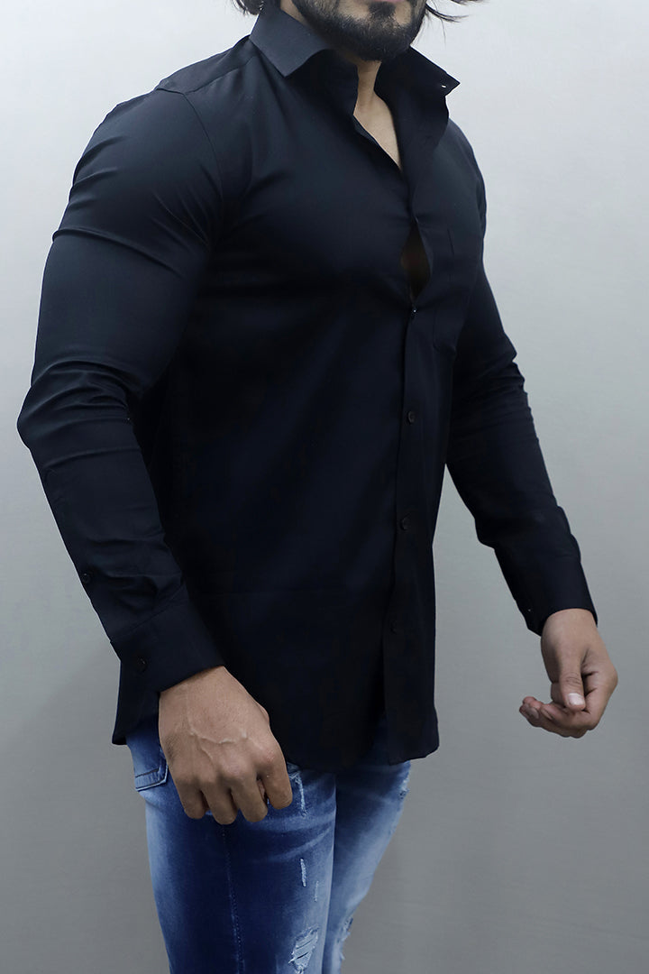 Gex Men Regular Fit Solid Blue Formal Shirt