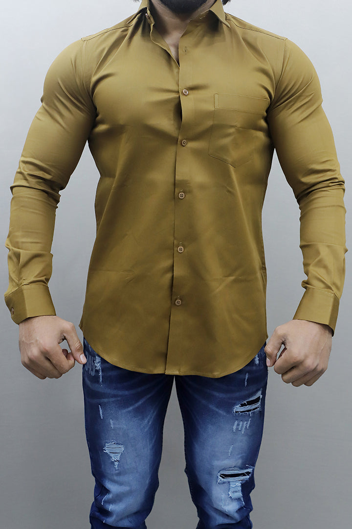 Gex Men Regular Fit Solid Blue Formal Shirt