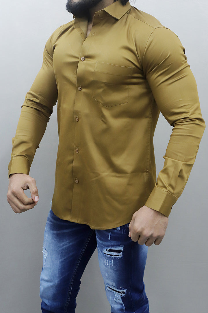 Gex Men Regular Fit Solid Blue Formal Shirt