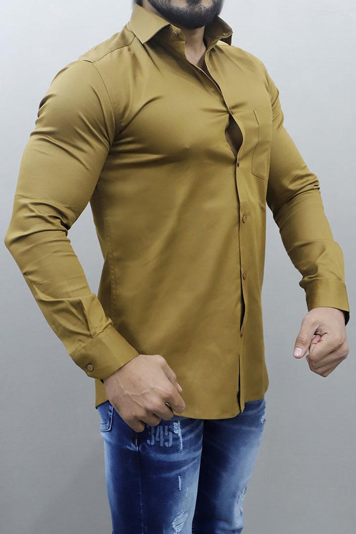 Gex Men Regular Fit Solid Blue Formal Shirt