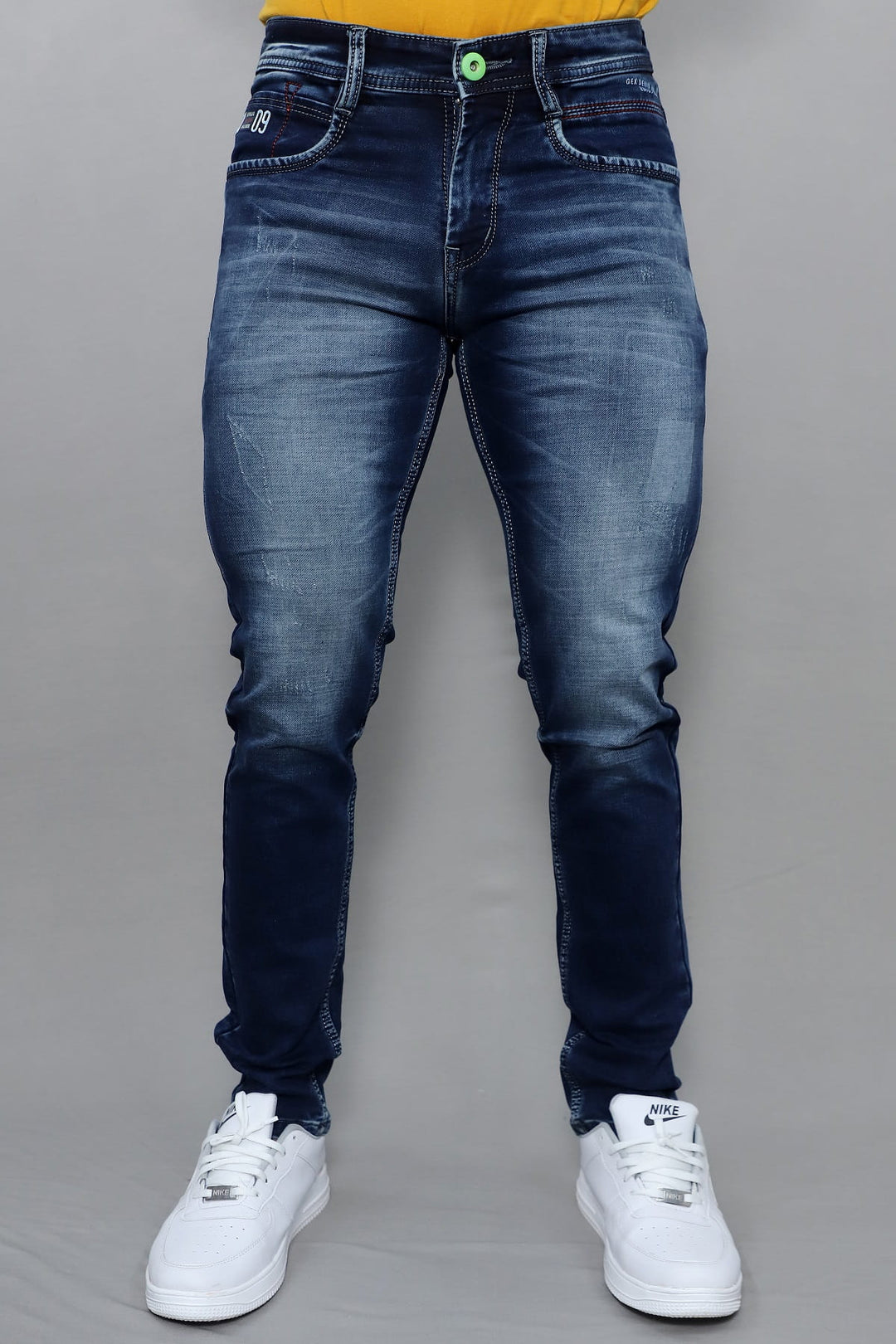 Gex Jeans Men's G858 Midnight Blue Slim Fit Premium Stretch Denim - Front View