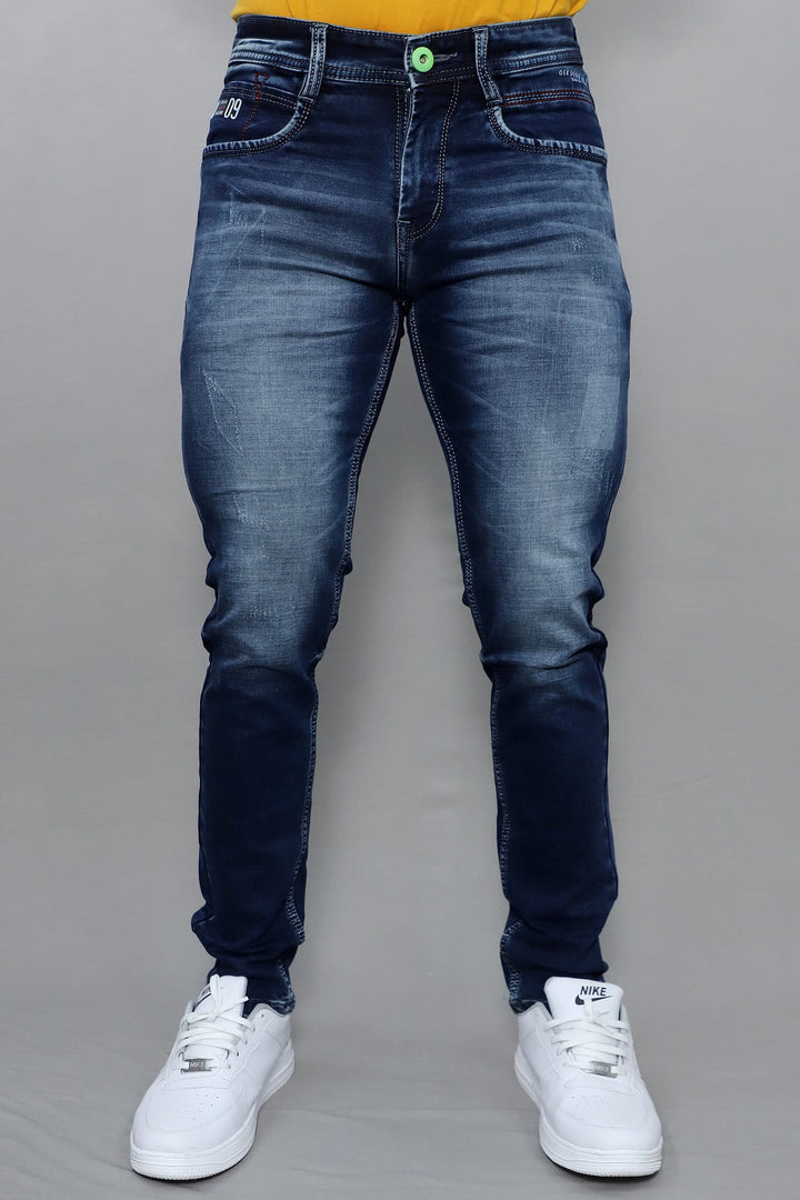 Gex Jeans Men's G858 Midnight Blue Slim Fit Premium Stretch Denim - Front View