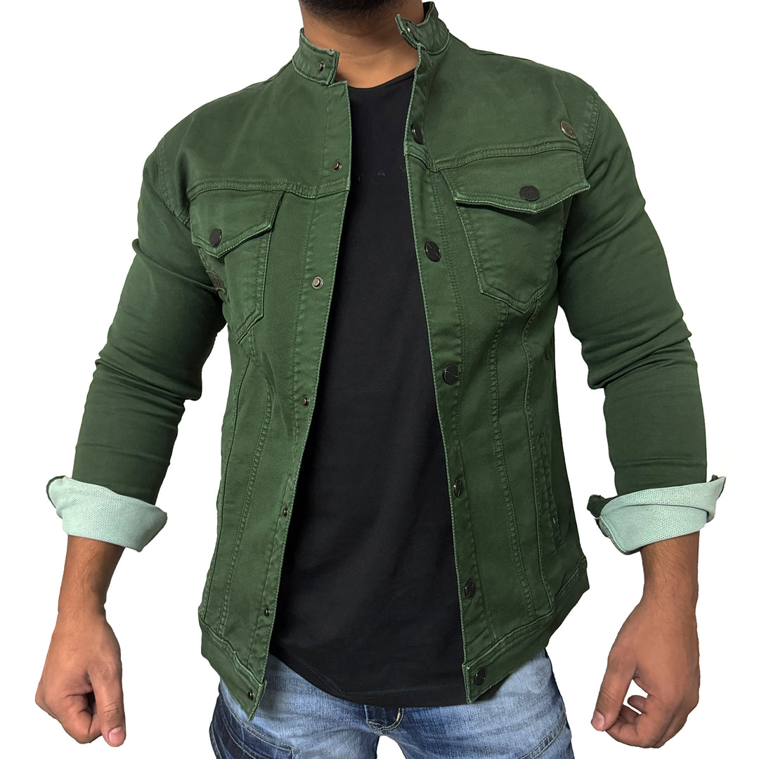 Men Regular Denim Mustard Jacket