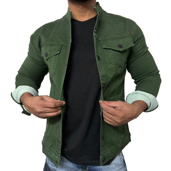 Men Regular Denim Mustard Jacket