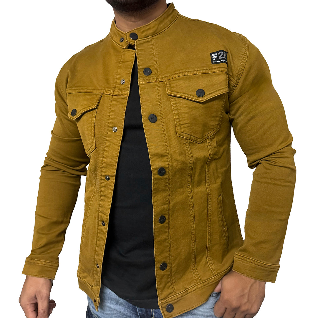 Men Regular Denim Mustard Jacket