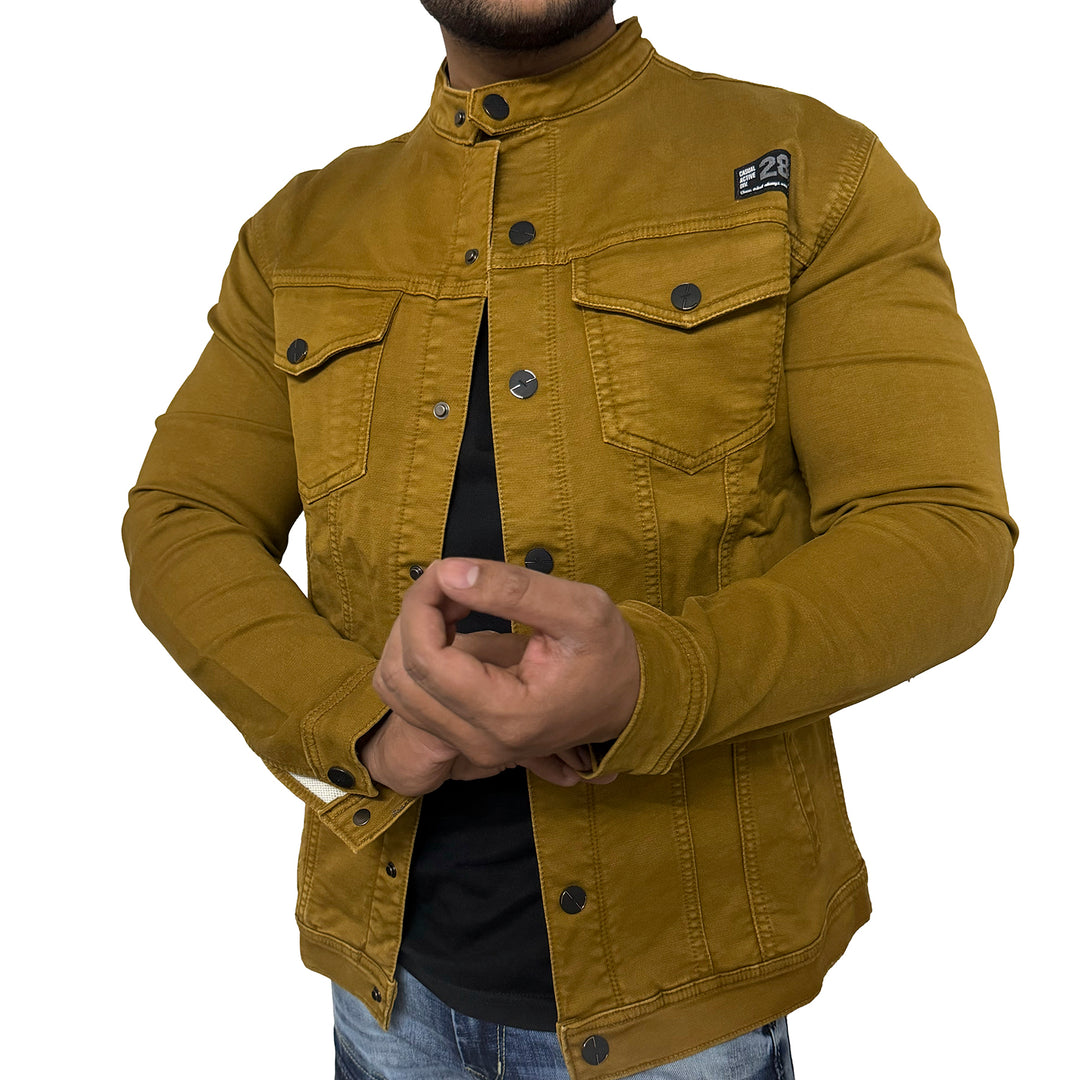 Men Regular Denim Mustard Jacket