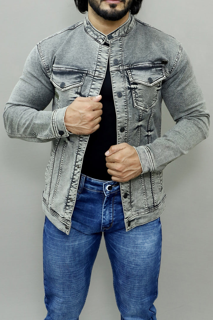 Men Regular Denim Light Green Jacket