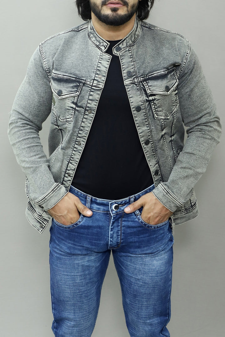 Men Regular Denim Light Green Jacket