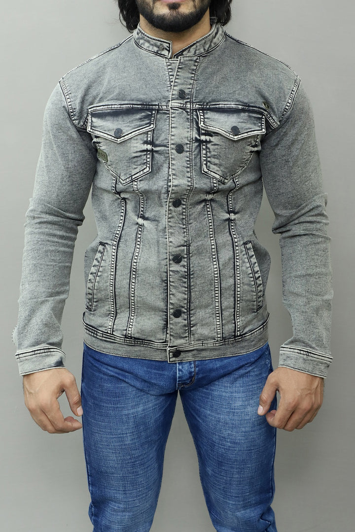 Men Regular Denim Light Green Jacket