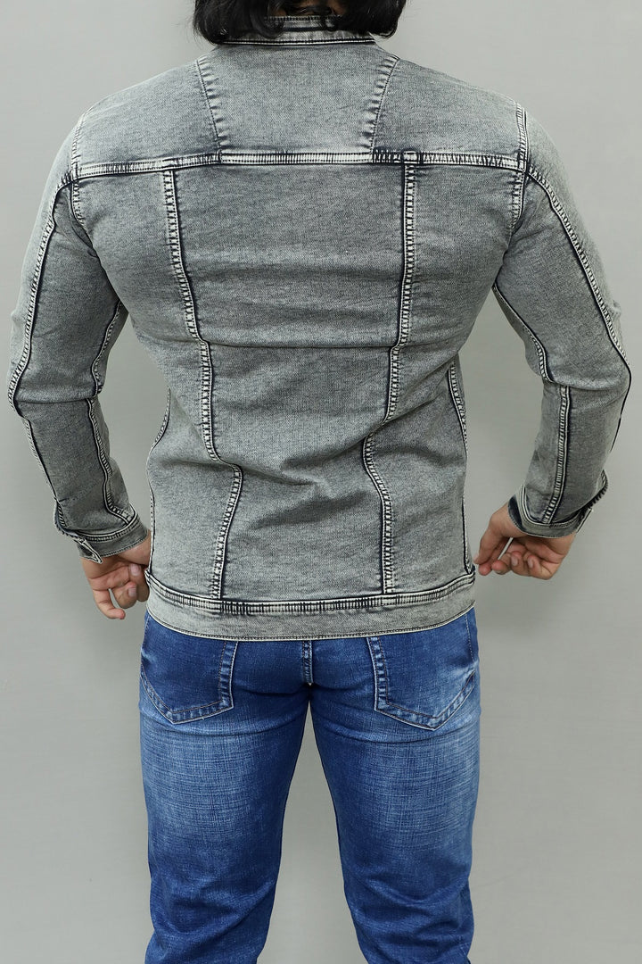 Men Regular Denim Light Green Jacket