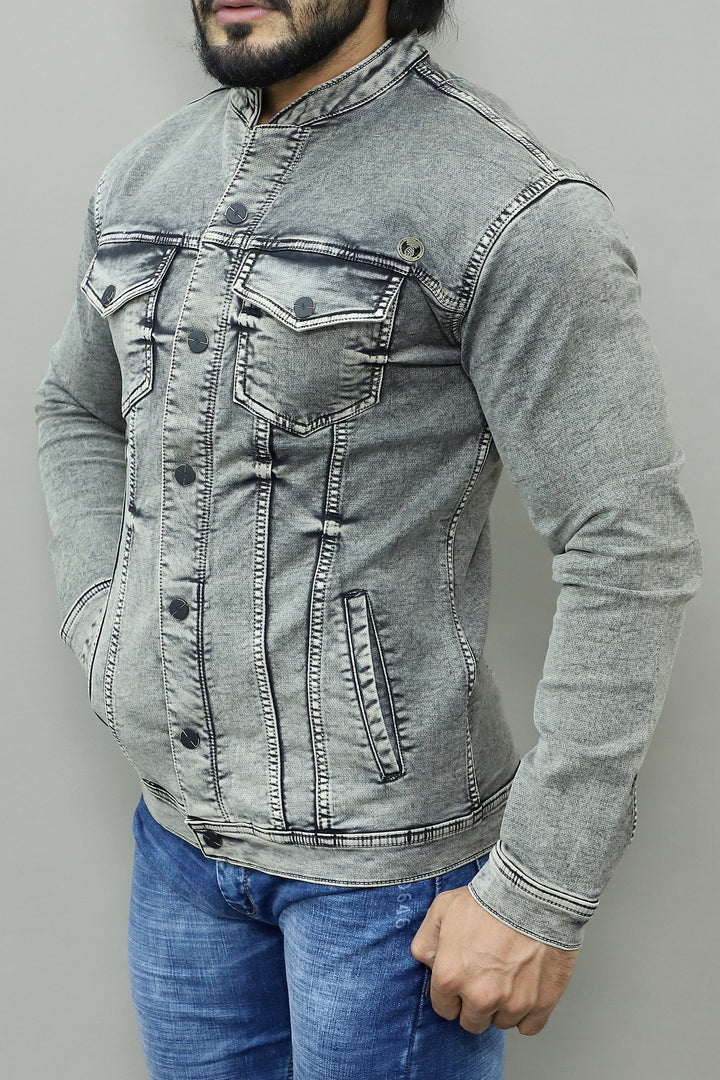 Men Regular Denim Light Green Jacket