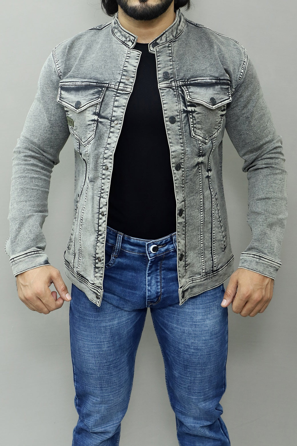 Men Regular Denim Light Green Jacket