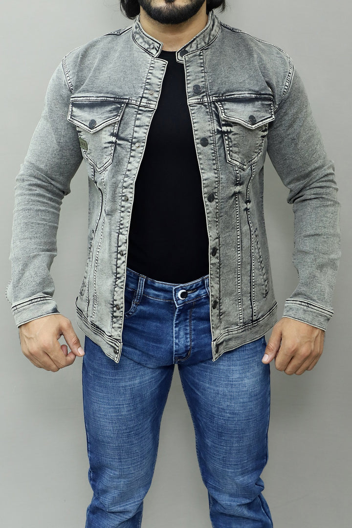 Men Regular Denim Light Green Jacket