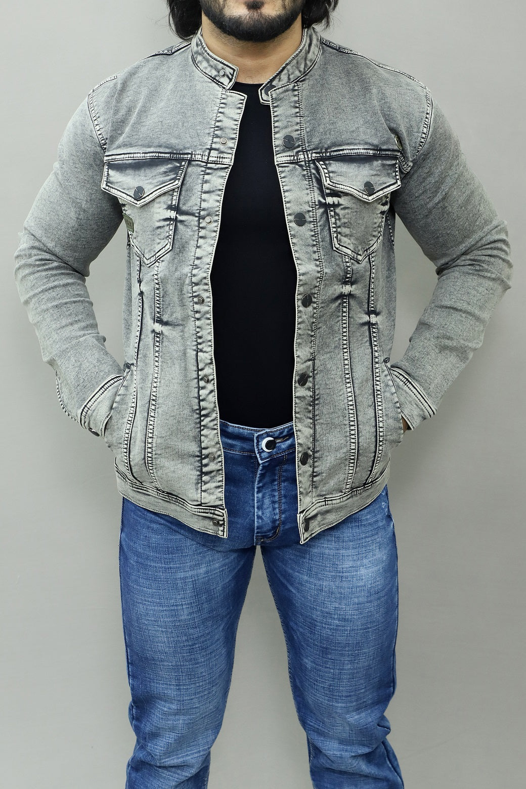 Men Regular Denim Light Green Jacket