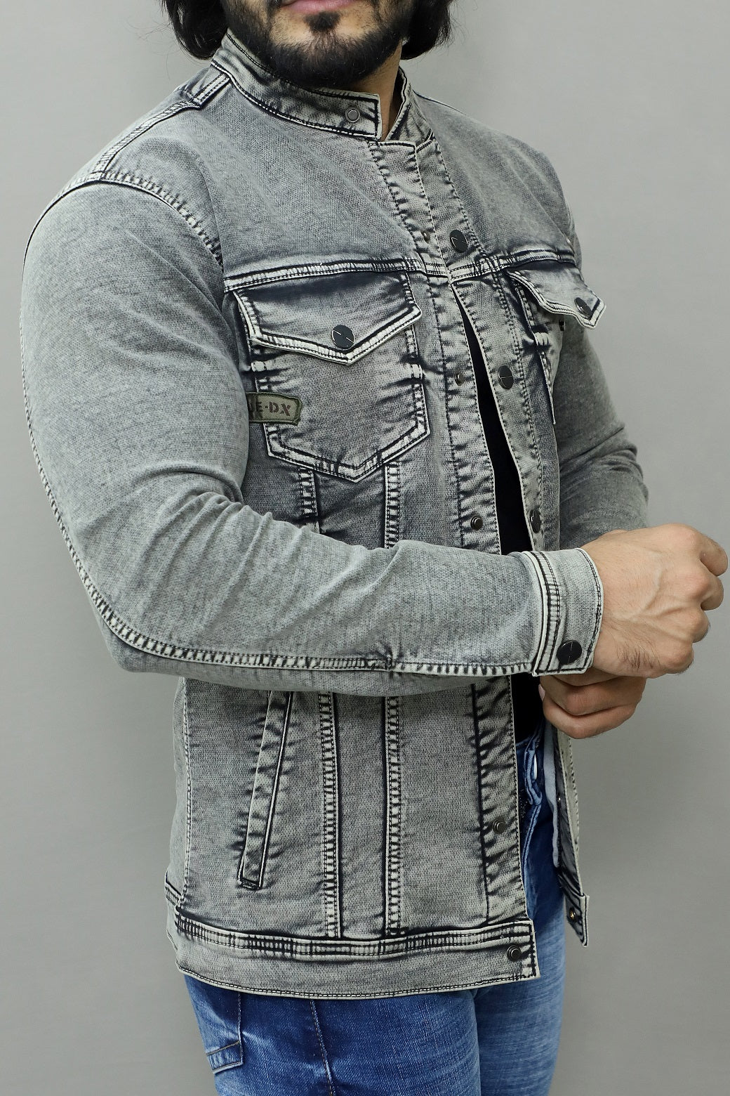 Men Regular Denim Light Green Jacket