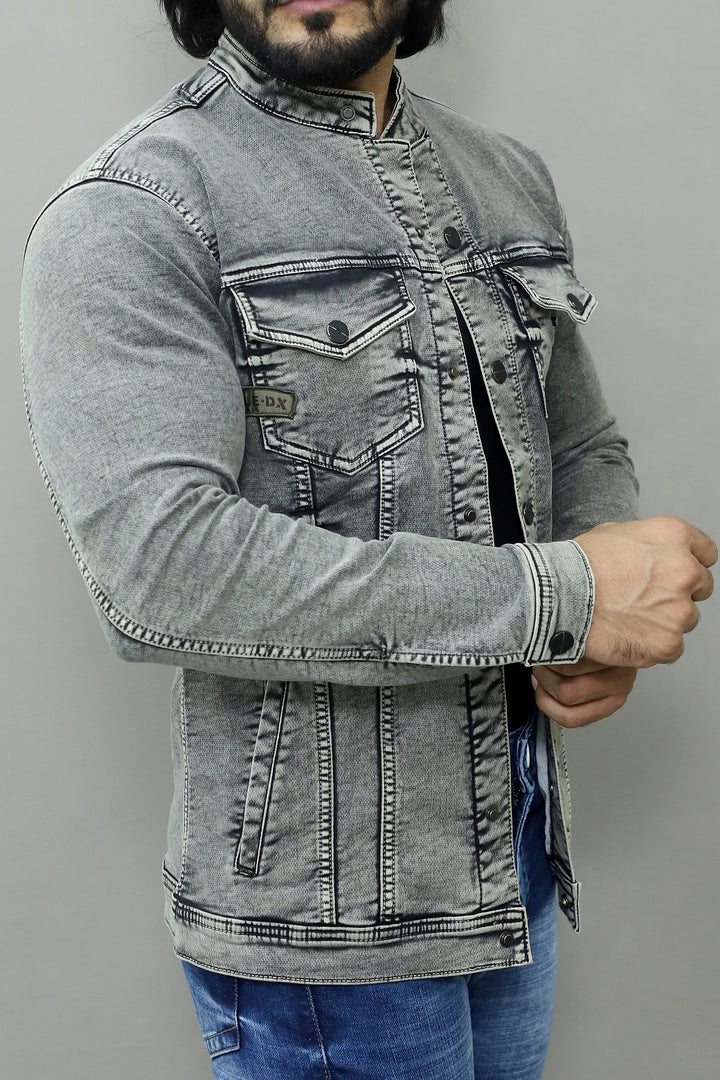 Men Regular Denim Light Green Jacket