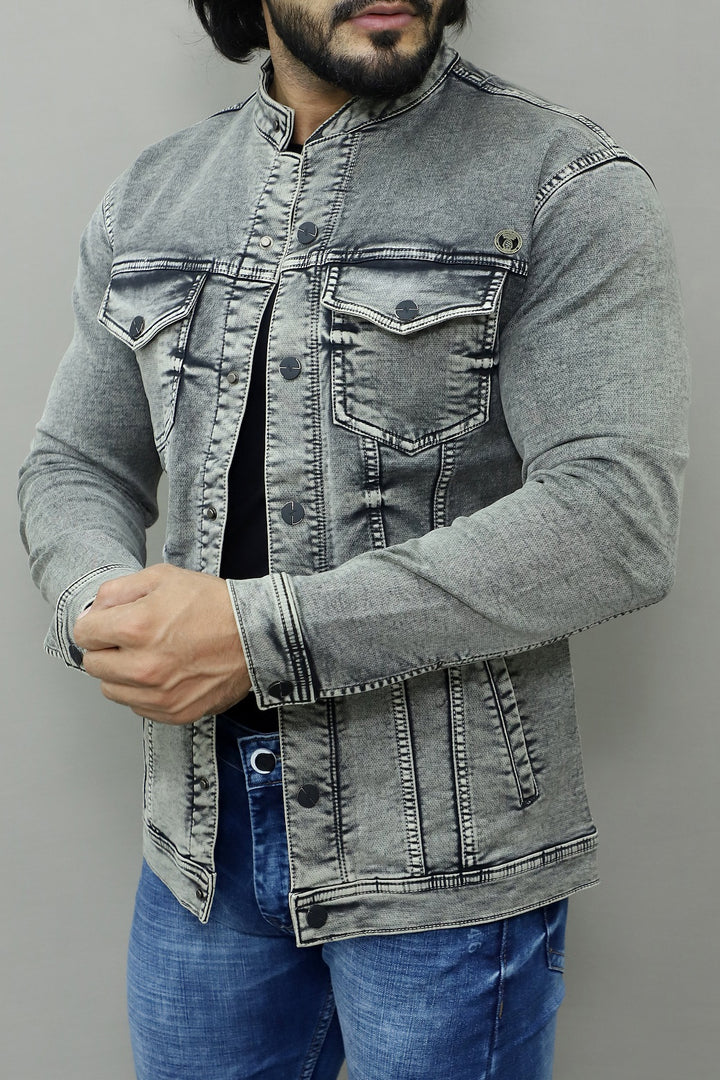 Men Regular Denim Light Green Jacket