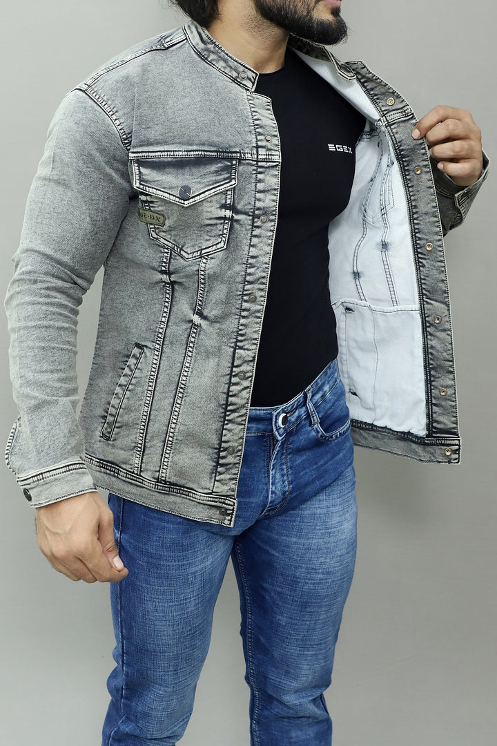 Men Regular Denim Light Green Jacket