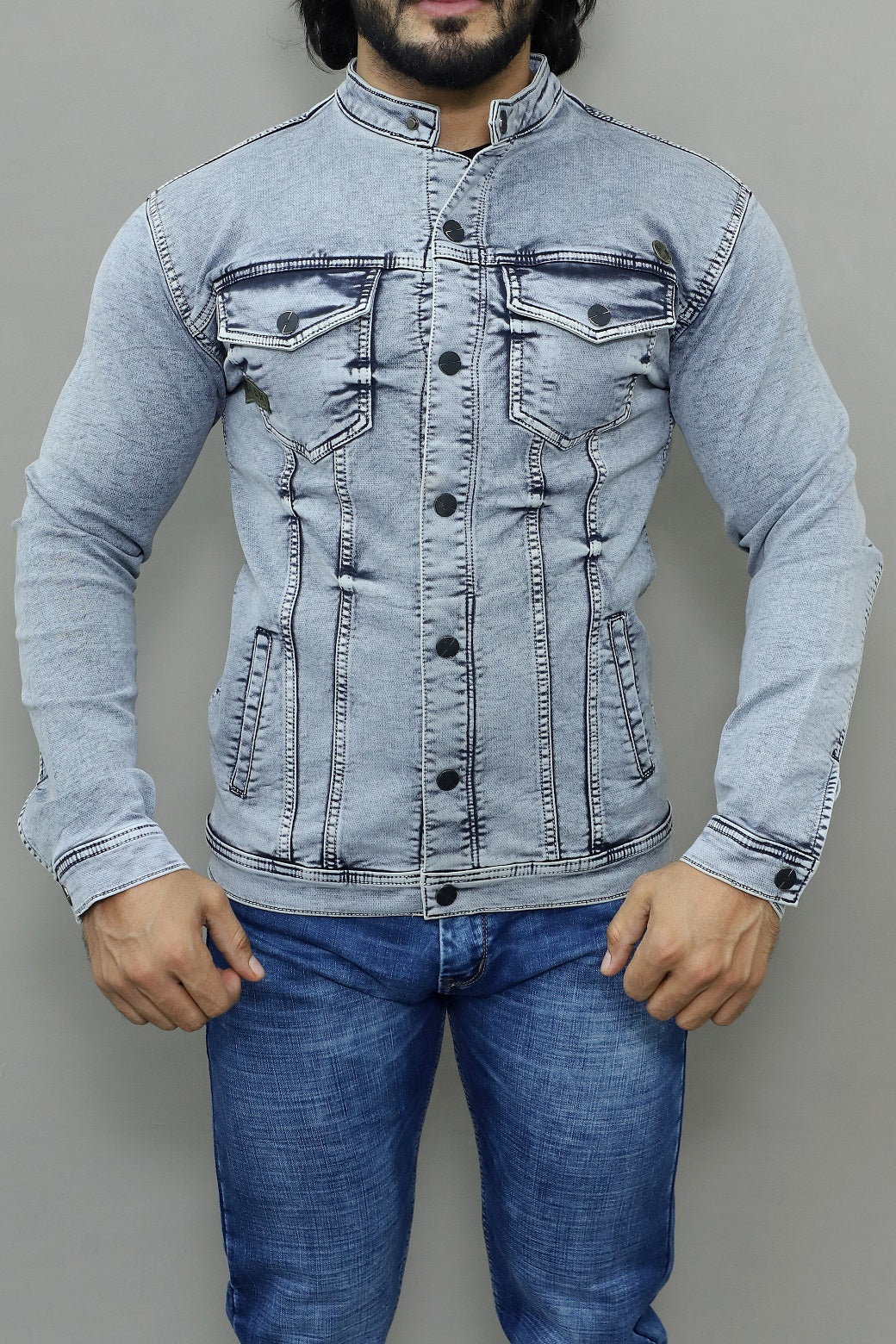 Men Regular Denim Light Green Jacket
