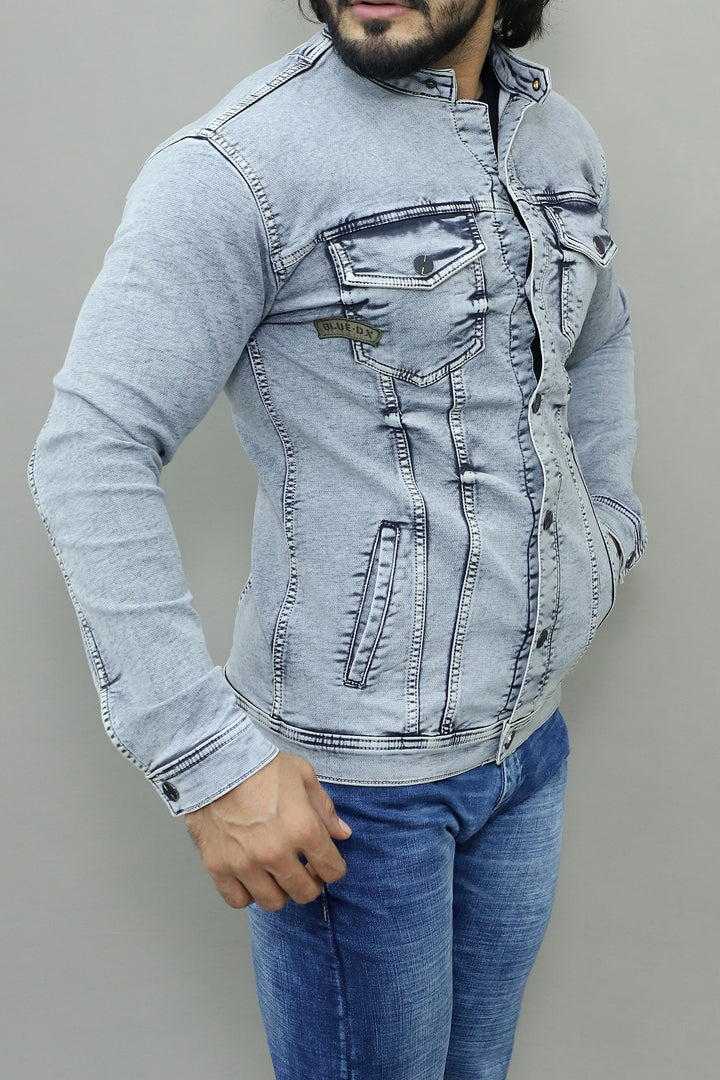 Men Regular Denim Light Green Jacket