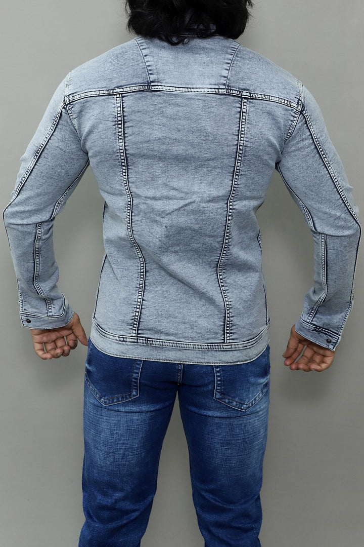 Men Regular Denim Light Green Jacket