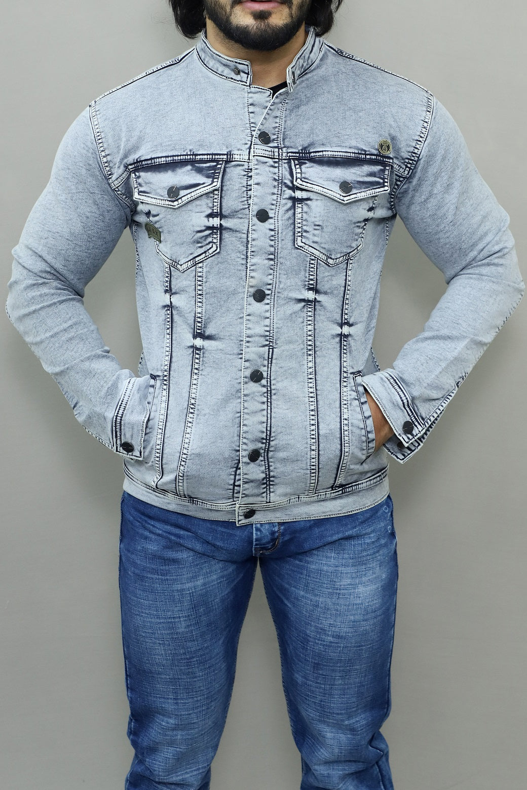 Men Regular Denim Light Green Jacket