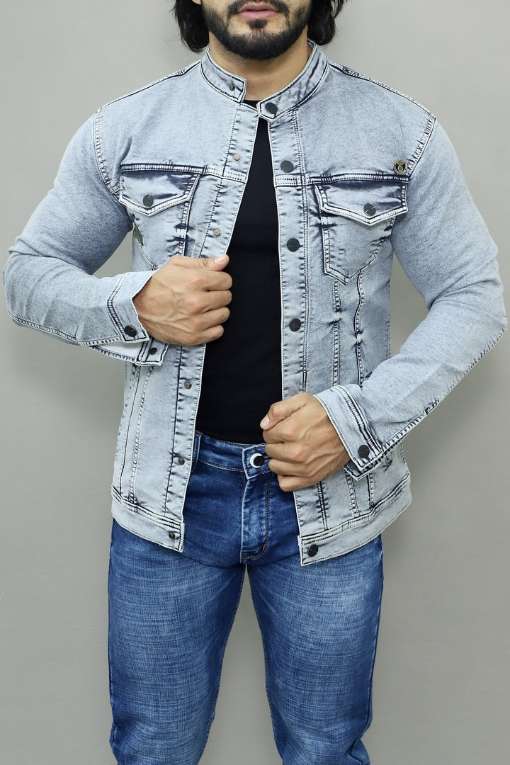 Men Regular Denim Light Green Jacket