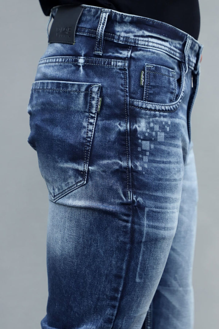 Classic blue regular fit stretch denim jeans G7 back