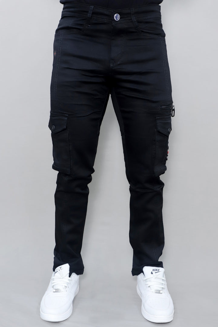 Gex Men’s Black Slim Fit Cargo Pants