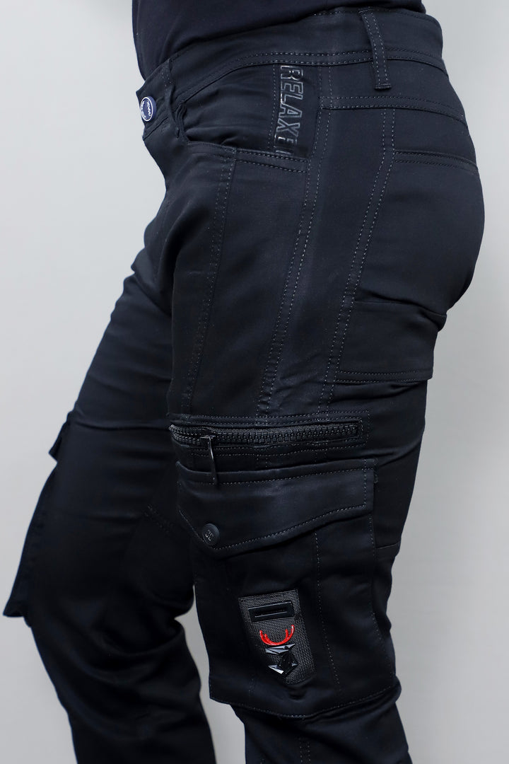 Gex Men’s Black Slim Fit Cargo Pants
