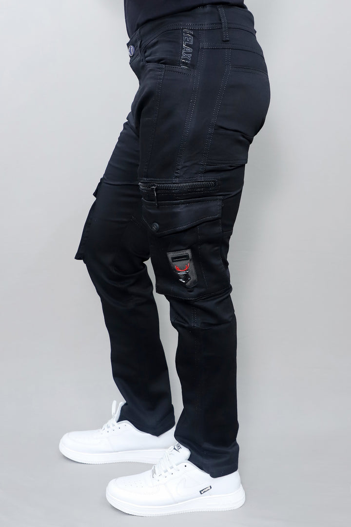 Gex Men’s Black Slim Fit Cargo Pants