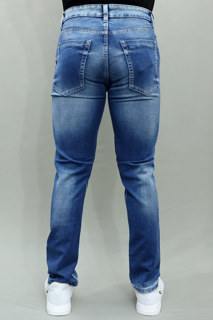 Men's Slim Fit Blue Distressed Stretchable Denim Jeans