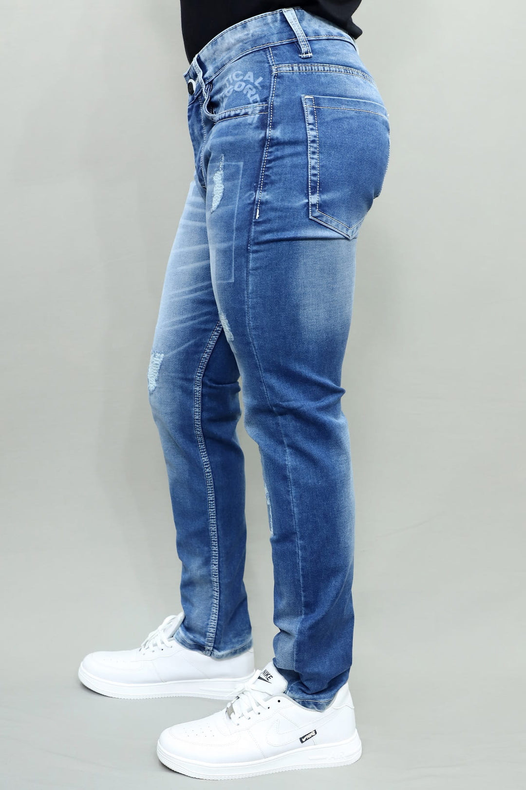 Men's Slim Fit Blue Distressed Stretchable Denim Jeans
