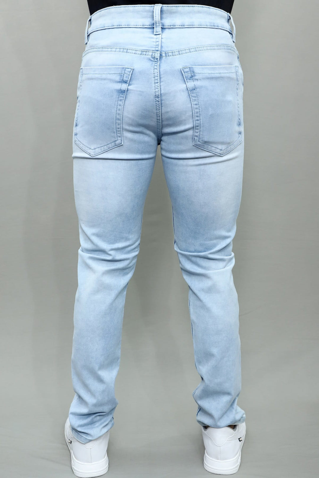 Men's Slim Regular Fit Light Blue Distressed Stretchable Denim Jeans