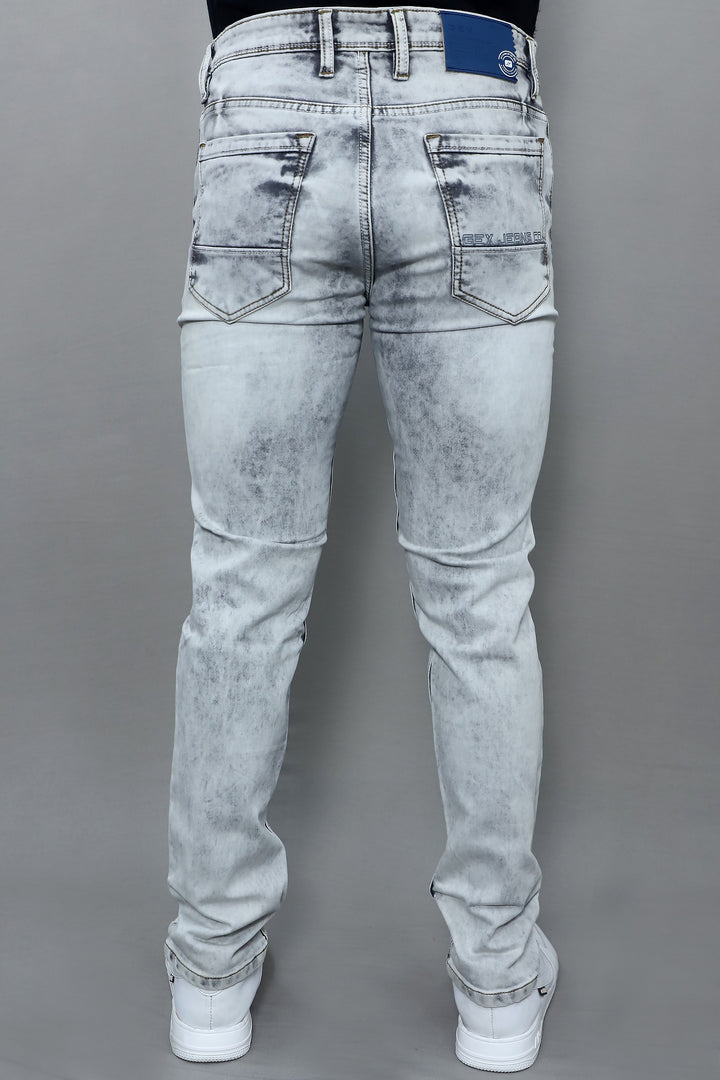 GEX Men’s Grey Distressed Slim Fit Stretch Jeans